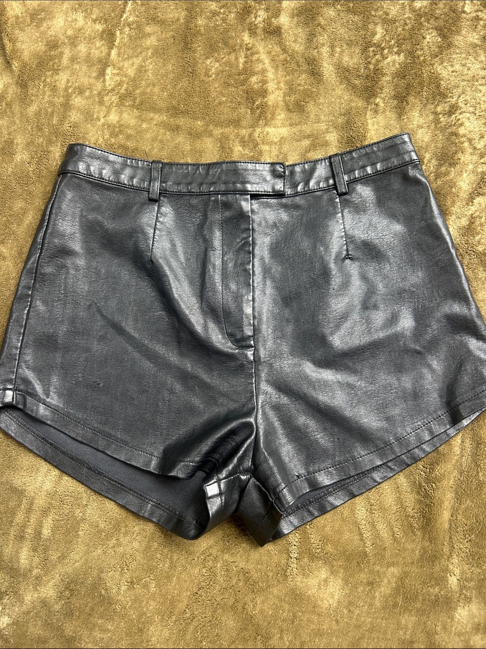 Princess Polly Women's Black Faux Leather High-Waist Shorts